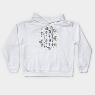 COFFEE COFFEE COFFEE - coffee cups, carafes, and sparkles Kids Hoodie